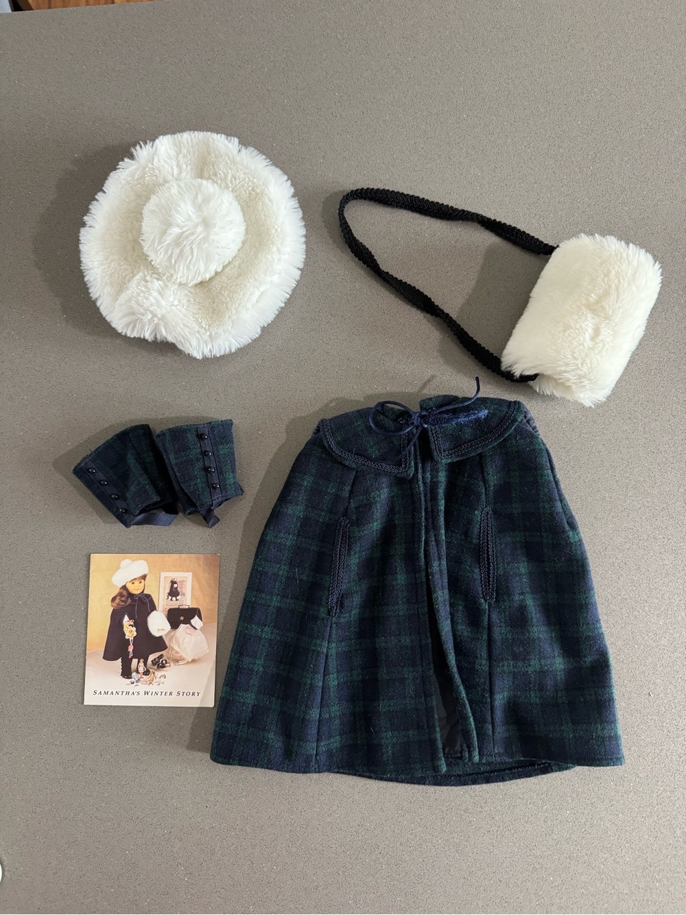 Vintage Pleasant Company American Girl Samantha Winter Cape Hat Muff Gaiters Set